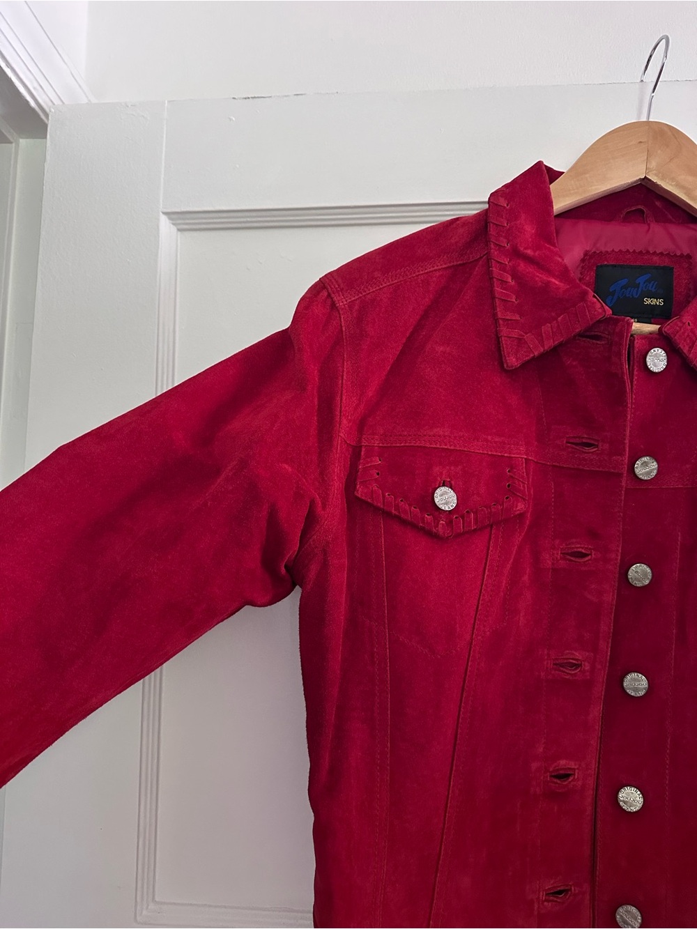 Jou Jou Skins Vintage Red Suede Leather Jacket — Size M - Picture 2 of 9